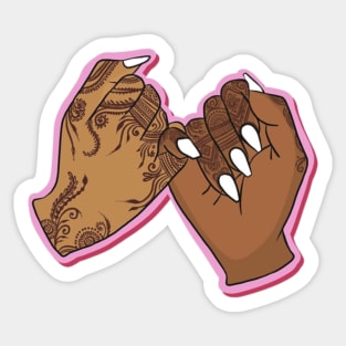 Interlocked Henna Hands: Promise Sticker